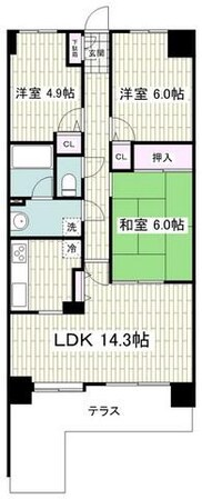 アジュール南まきが原の物件間取画像